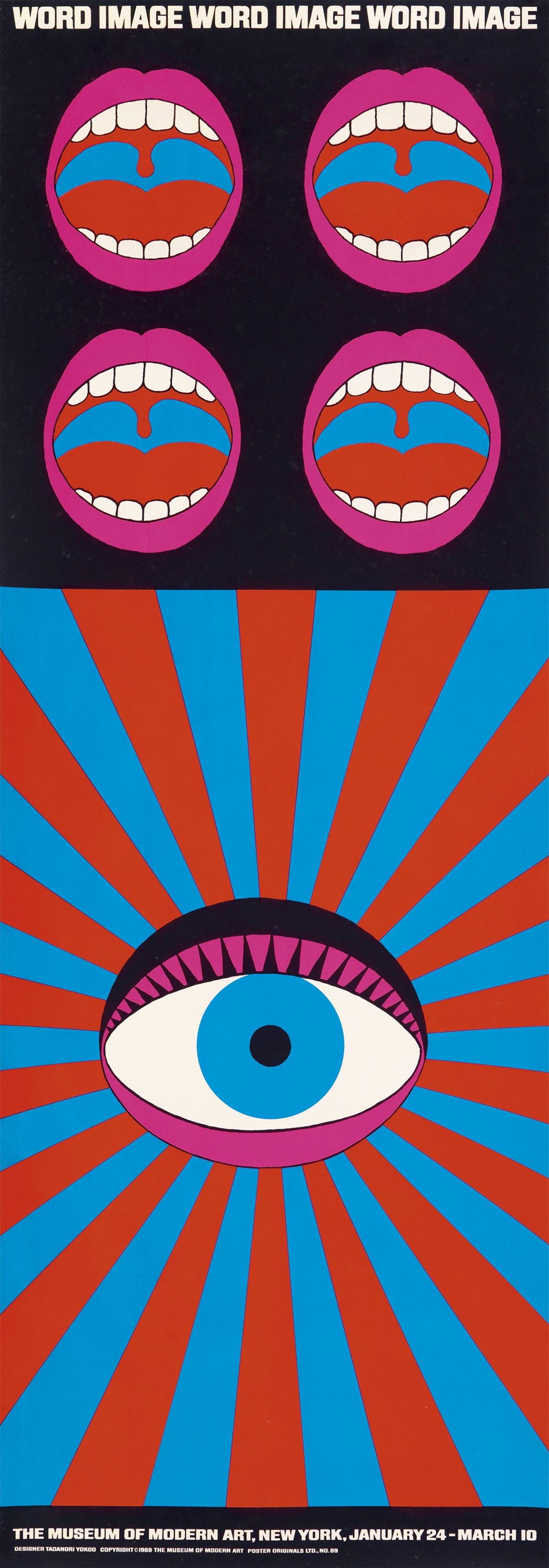 TADANORI YOKOO (1936- ). WORD IMAGE. 1968. 49x12 inches, 124x30 cm. Poster Originals Ltd., [New York.]